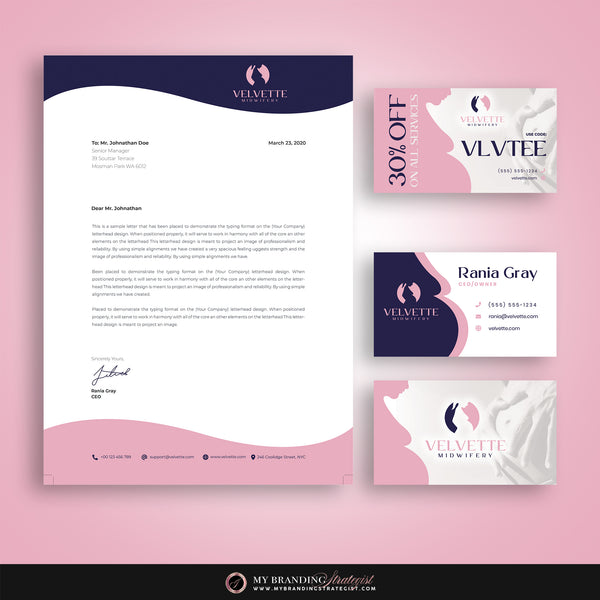 Letterhead + Business Card + Matching Envelope Design Bundle